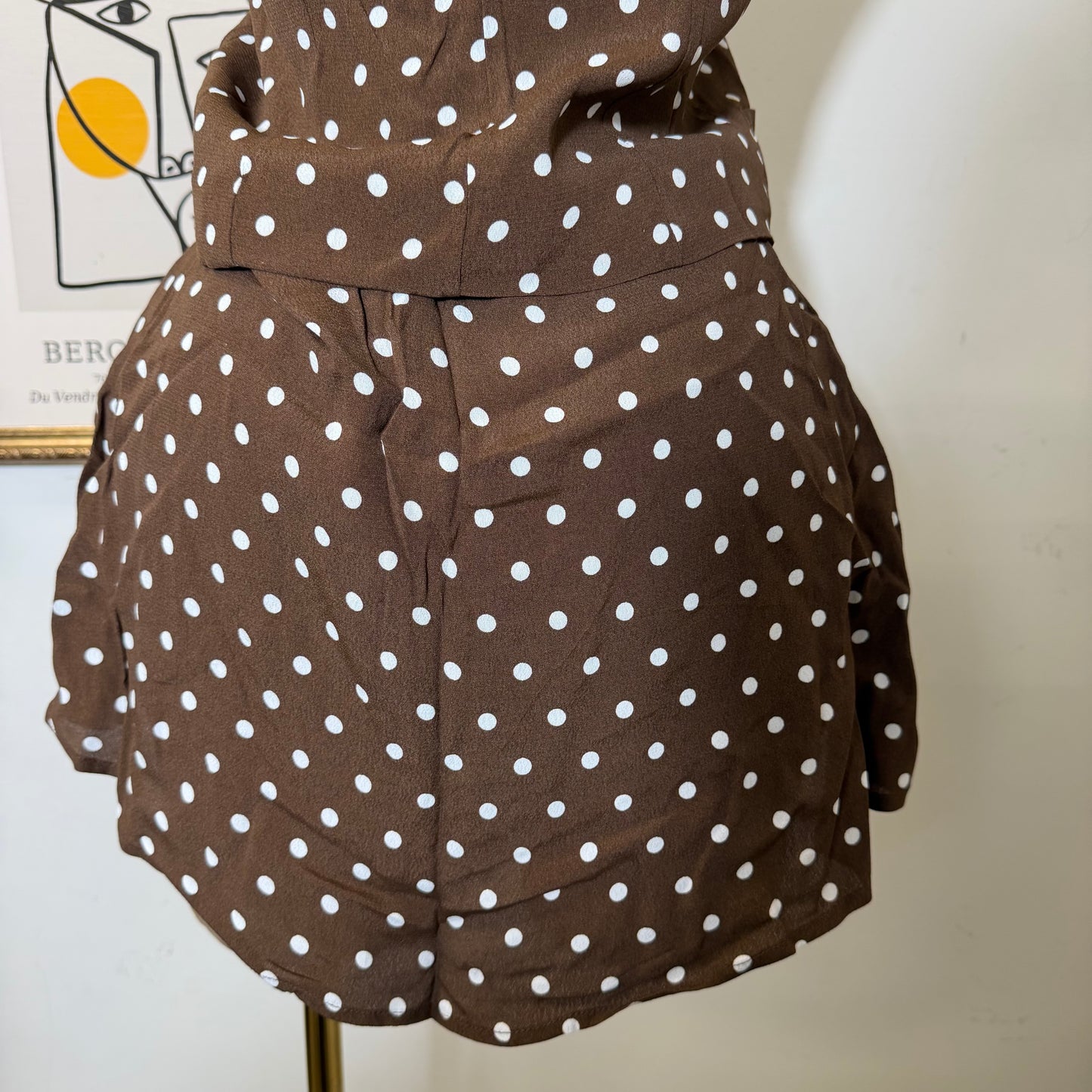 Polka Dot Halter skort Set-Mocha
