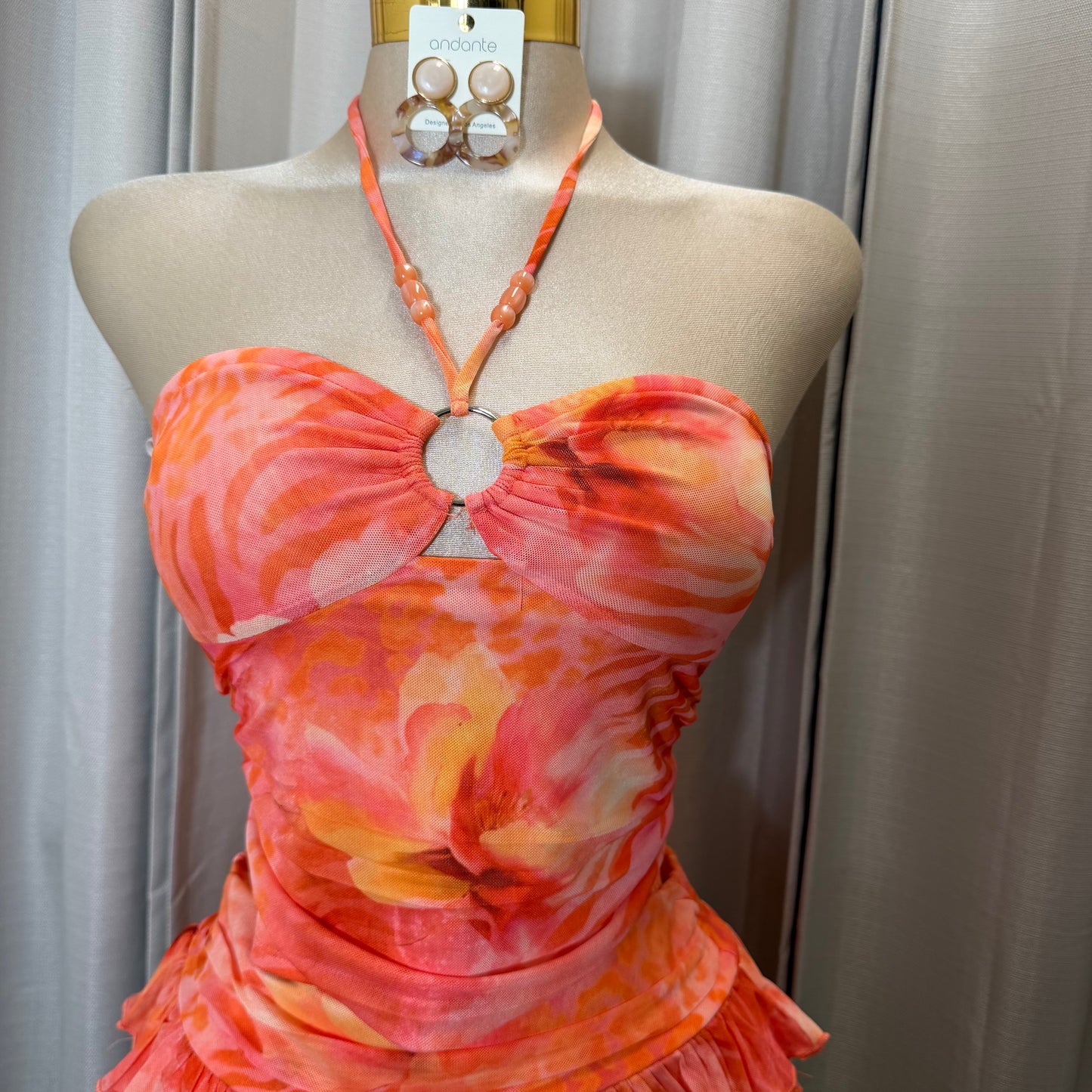 Halter Orange Skirt Set-Orange