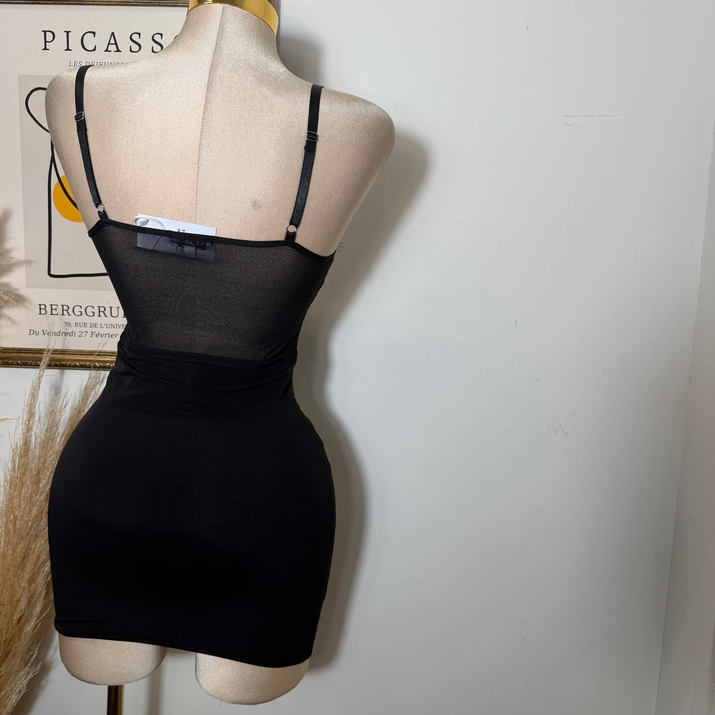 Lace Mesh Dress-Black