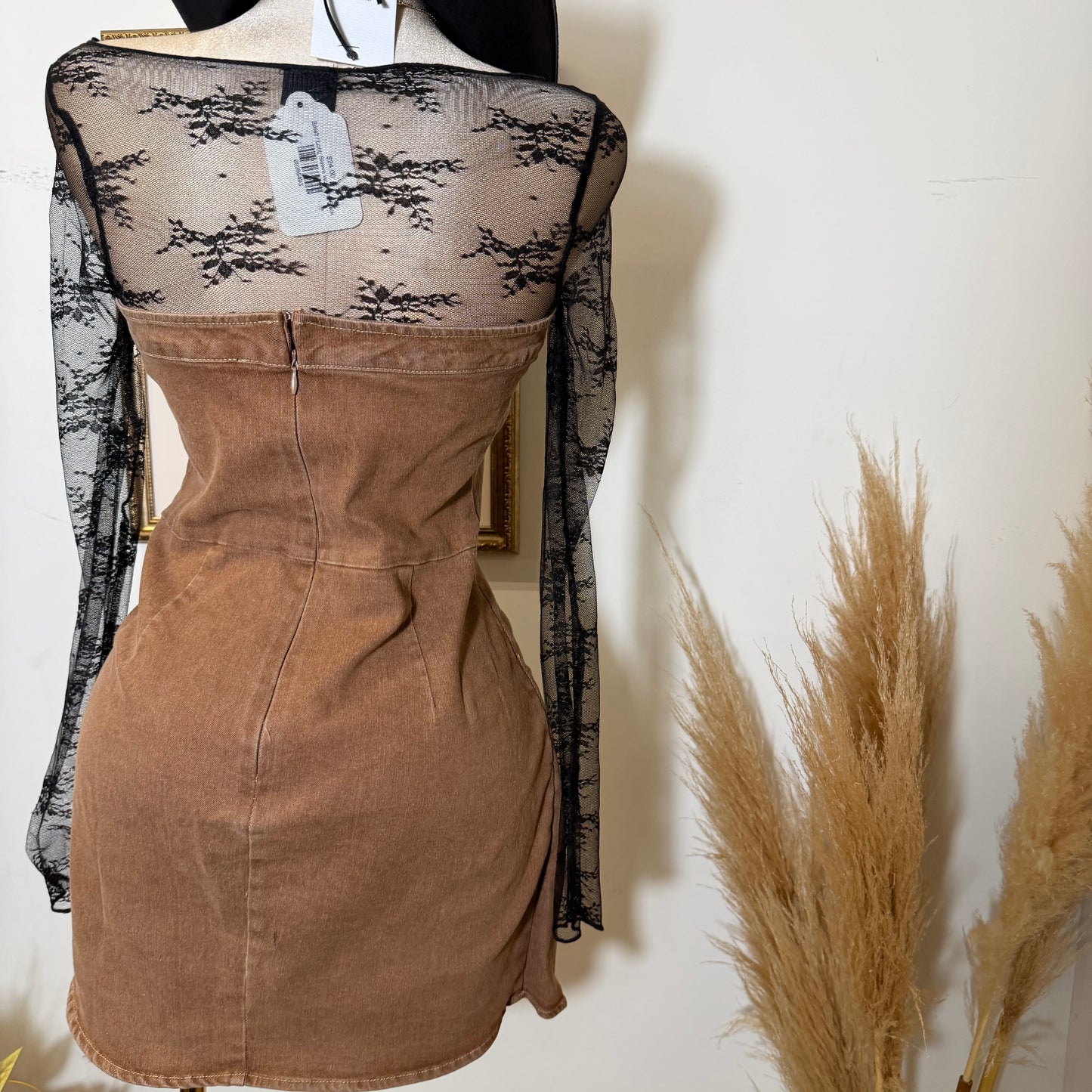 Sleeveless Dress with Back Hook Zipper-Mocha