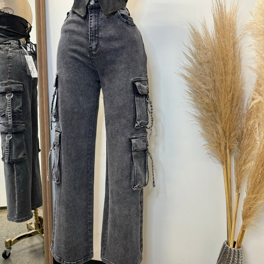 Cargo Jeans-Black Wash
