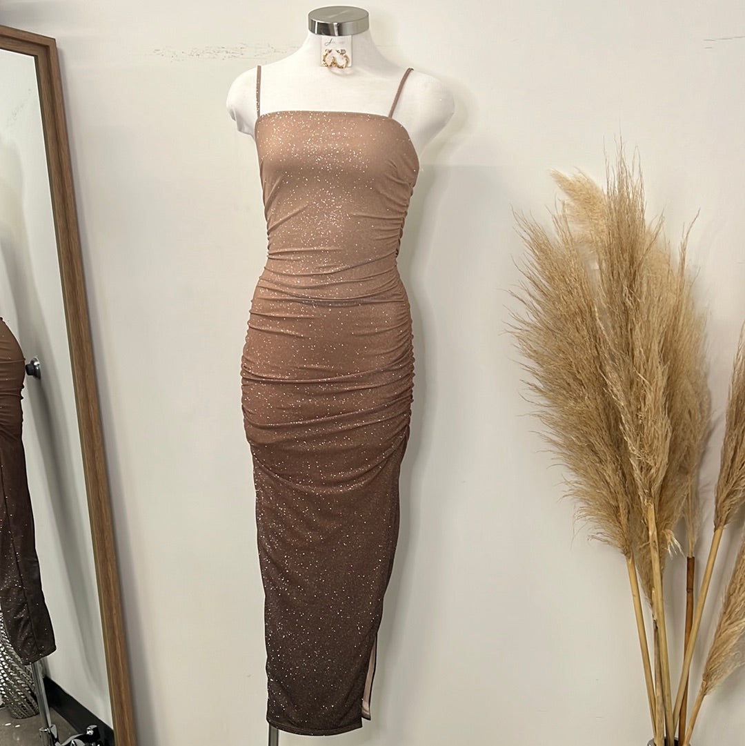 Roxi Midi Dress-Brown