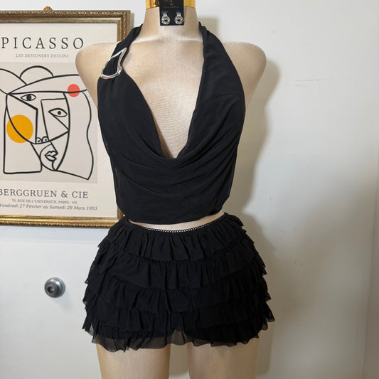 Halter Top And Short Set-Black