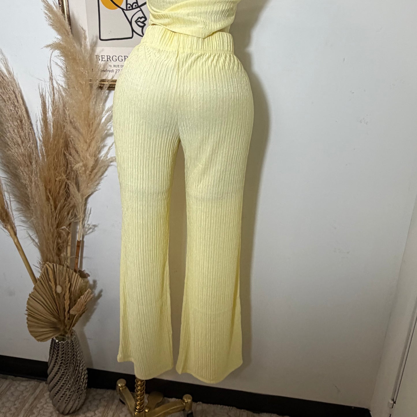 Tamara Short Sleeve Piece Set-Light Yellow