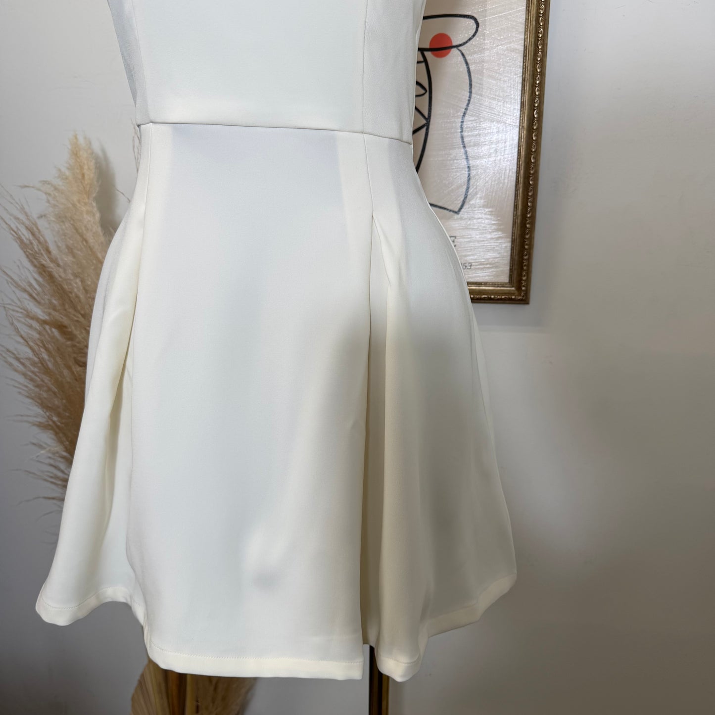 Solid a Line Mini Dress-Off white