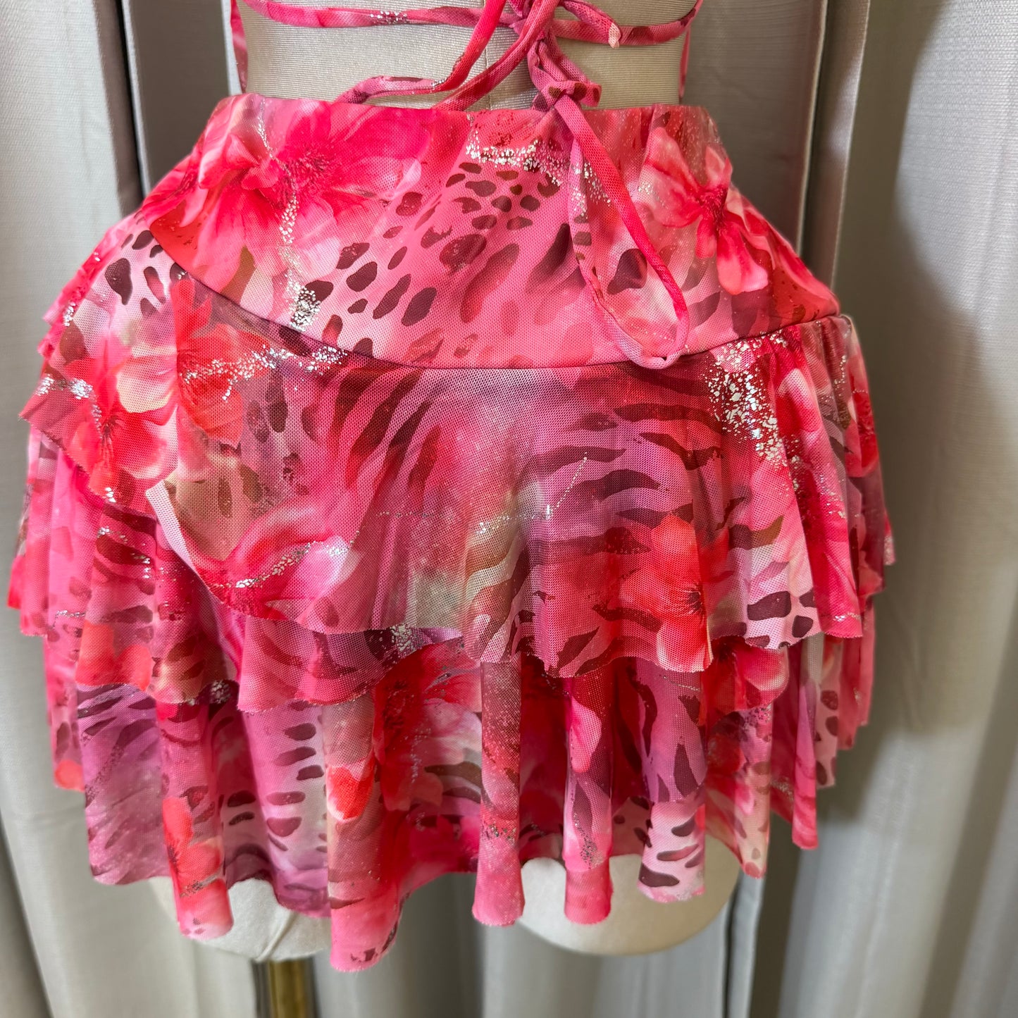 Halter Open back Top Mini skirt set-Pink