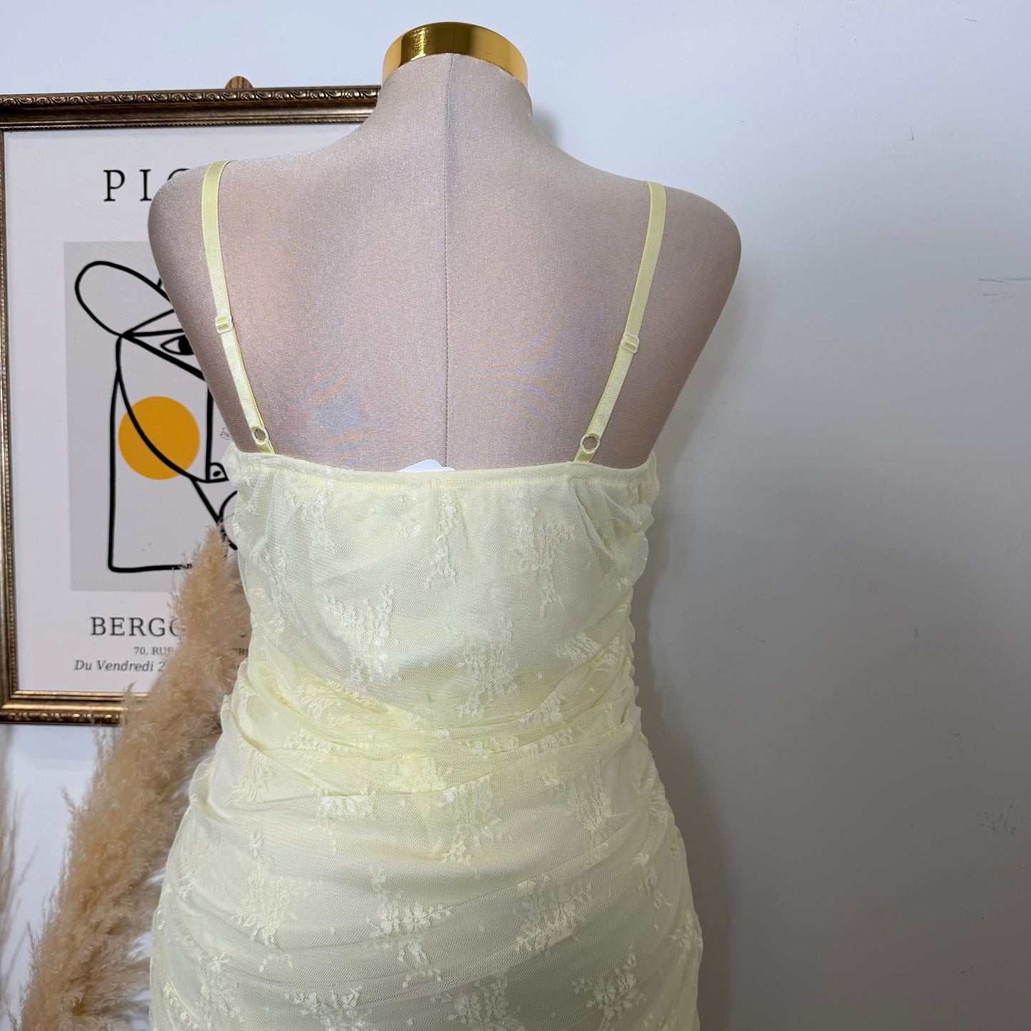 Lace Midi Dress Plus size -Baby Yellow