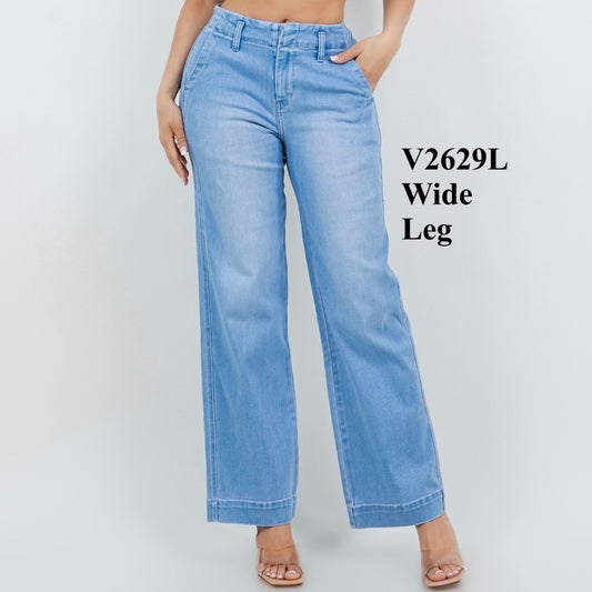 V2629L Wide Leg Pants-blue