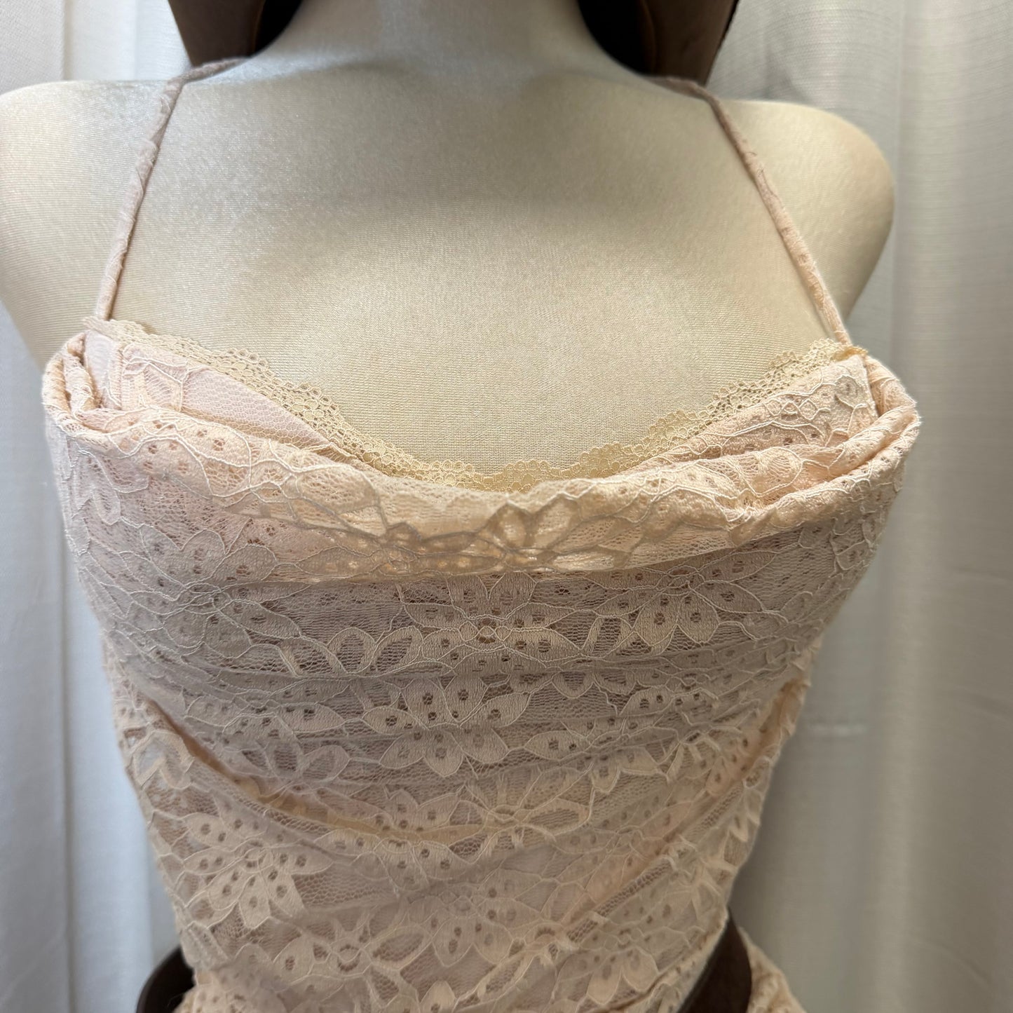 Mismaloya Lace Maxi Dress with Open Back & Tie Detail-Mocha