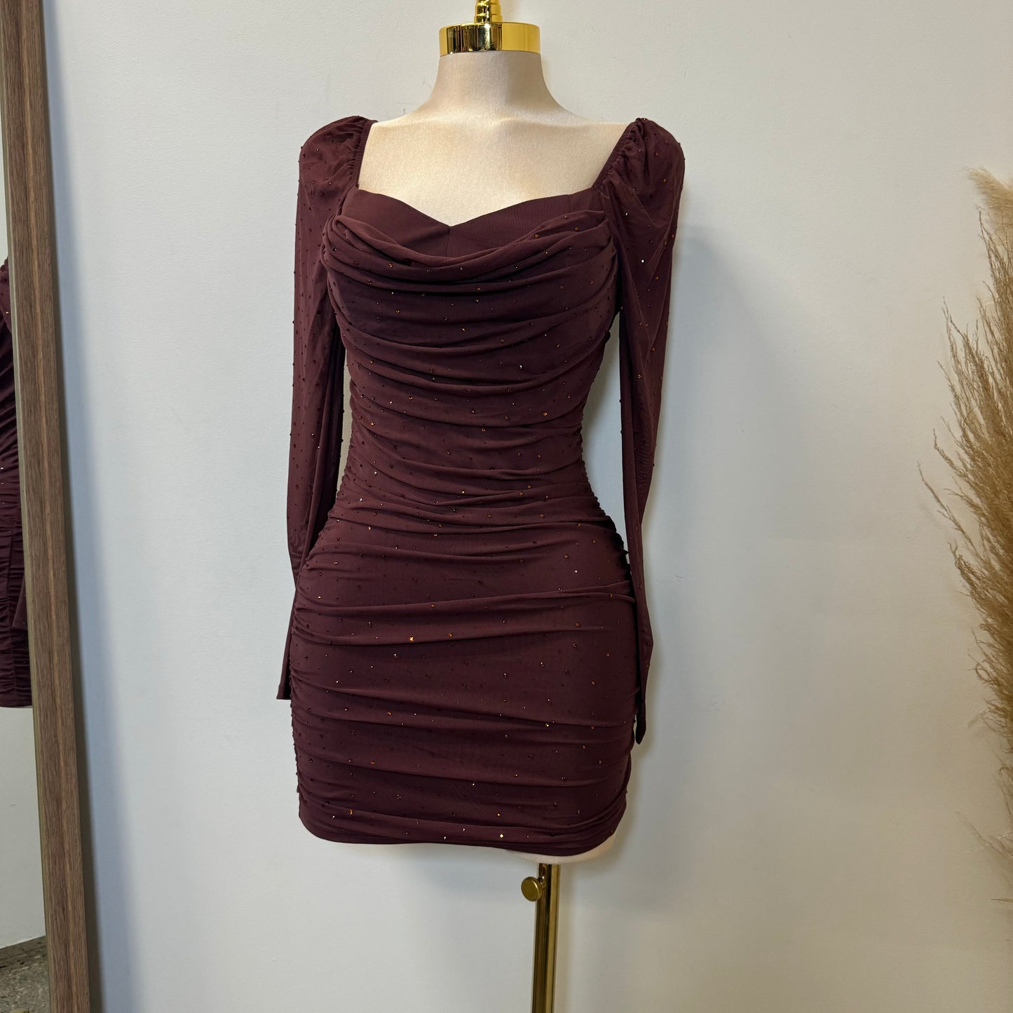 Vivian Mini Dress-Brown