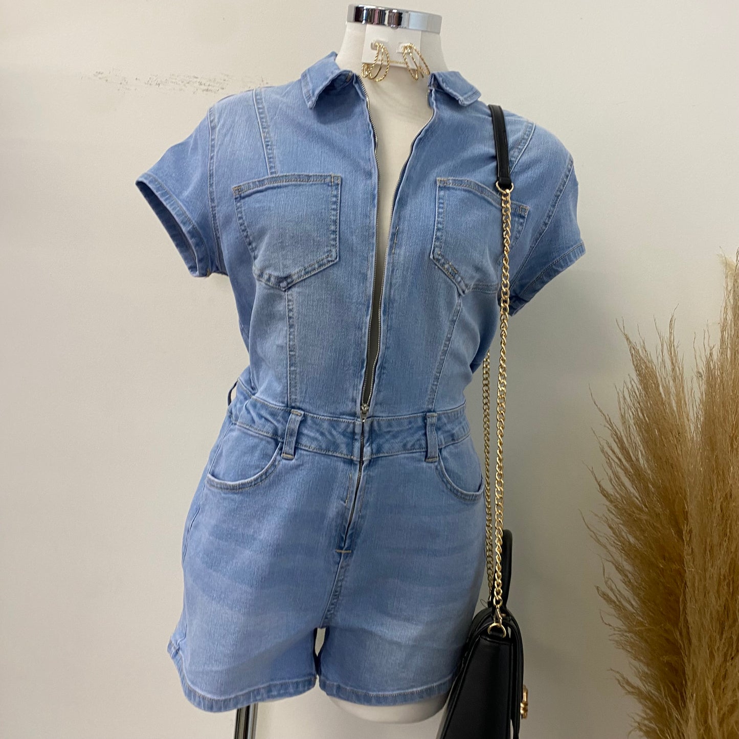 Denim Romper -Light Blue