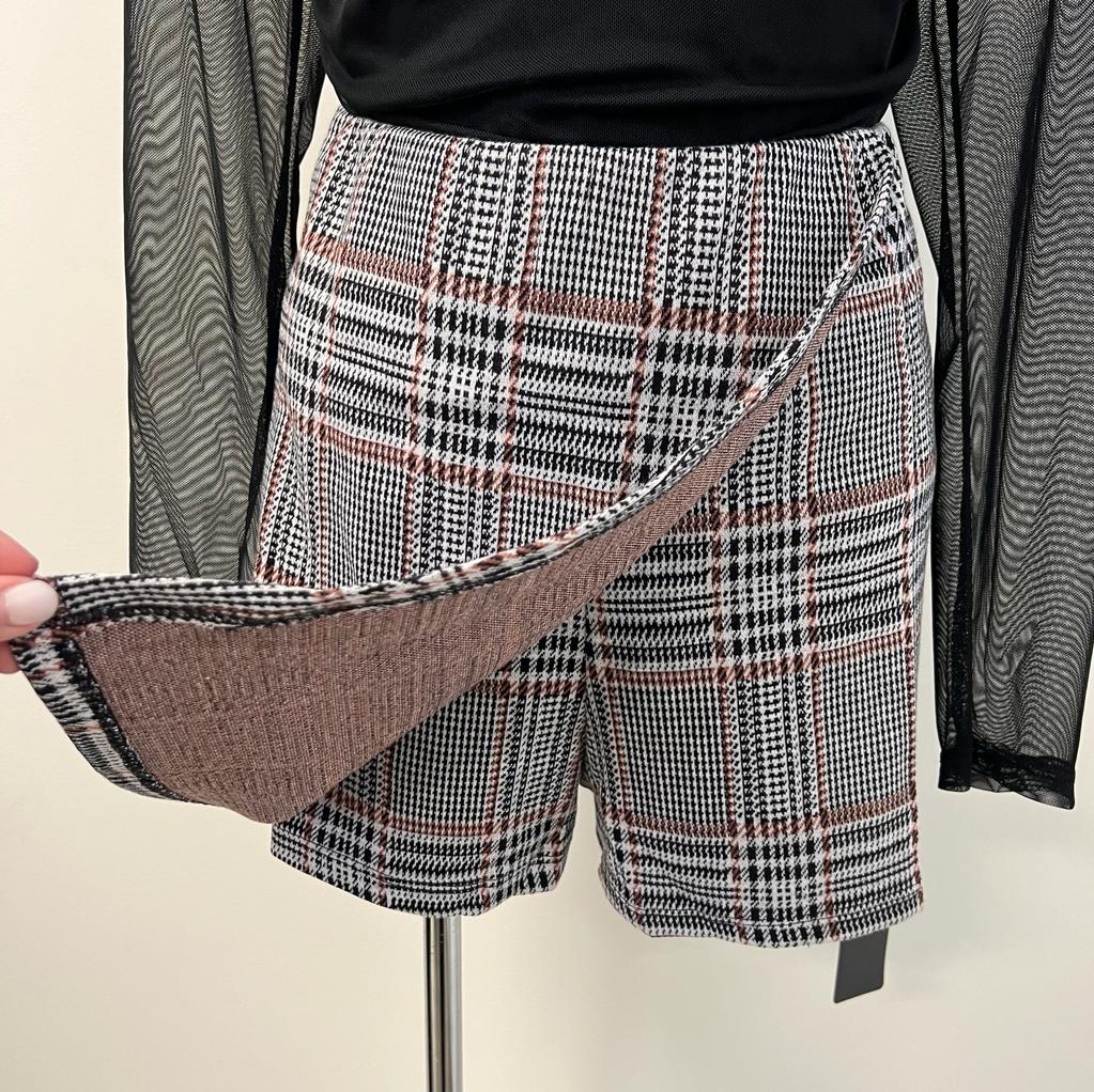 Judy Plaid Skort Elastic Waist-PL