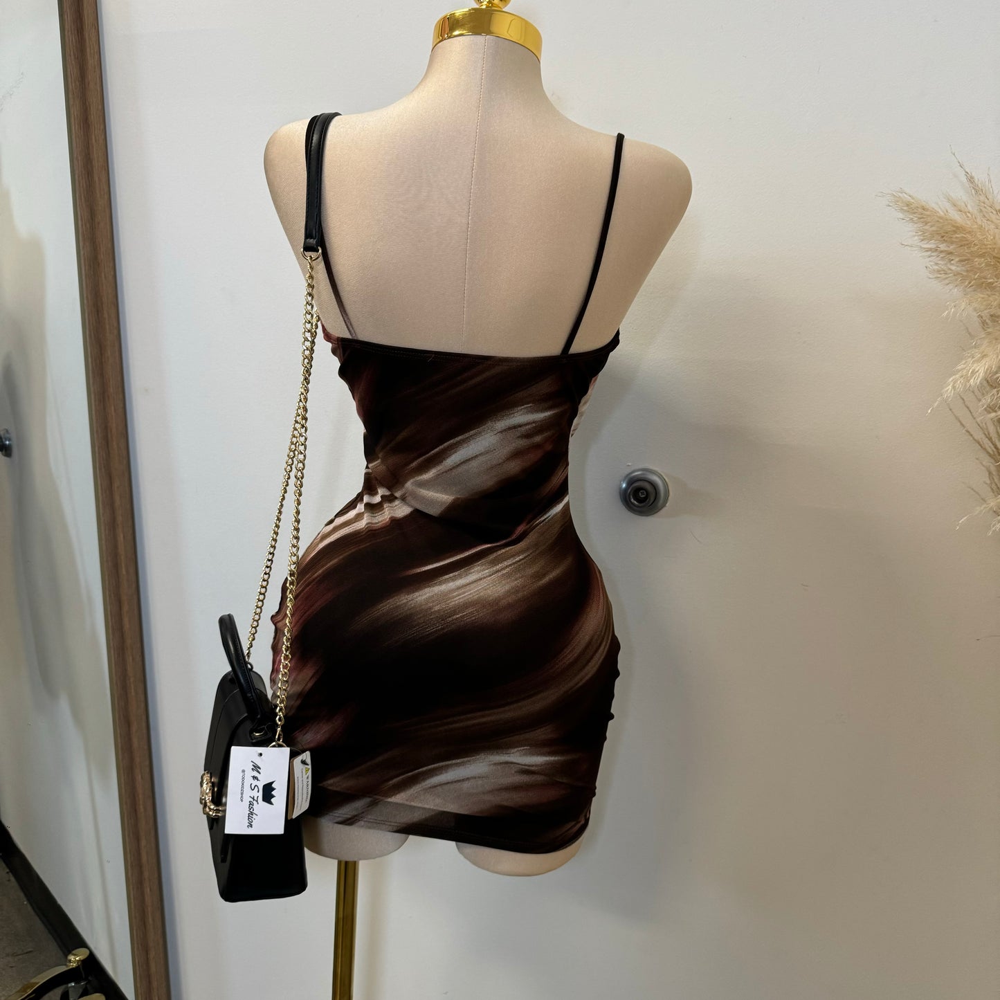 Mocha Dress-Brown/Black