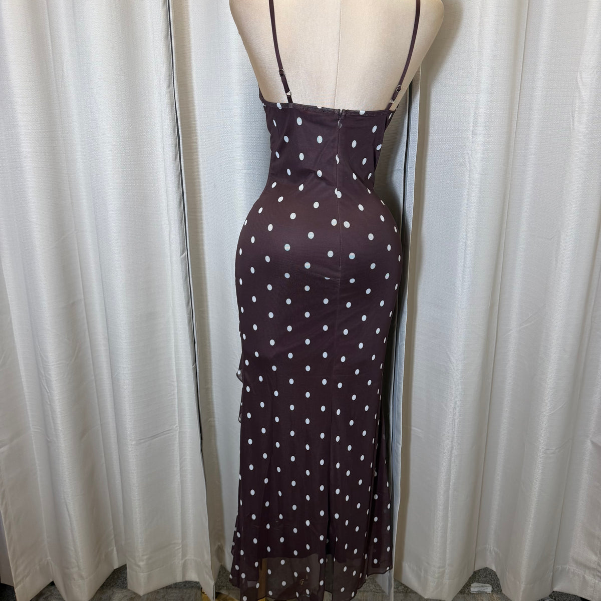 Mismaloya Polka Dot Dress-Brown/Cream