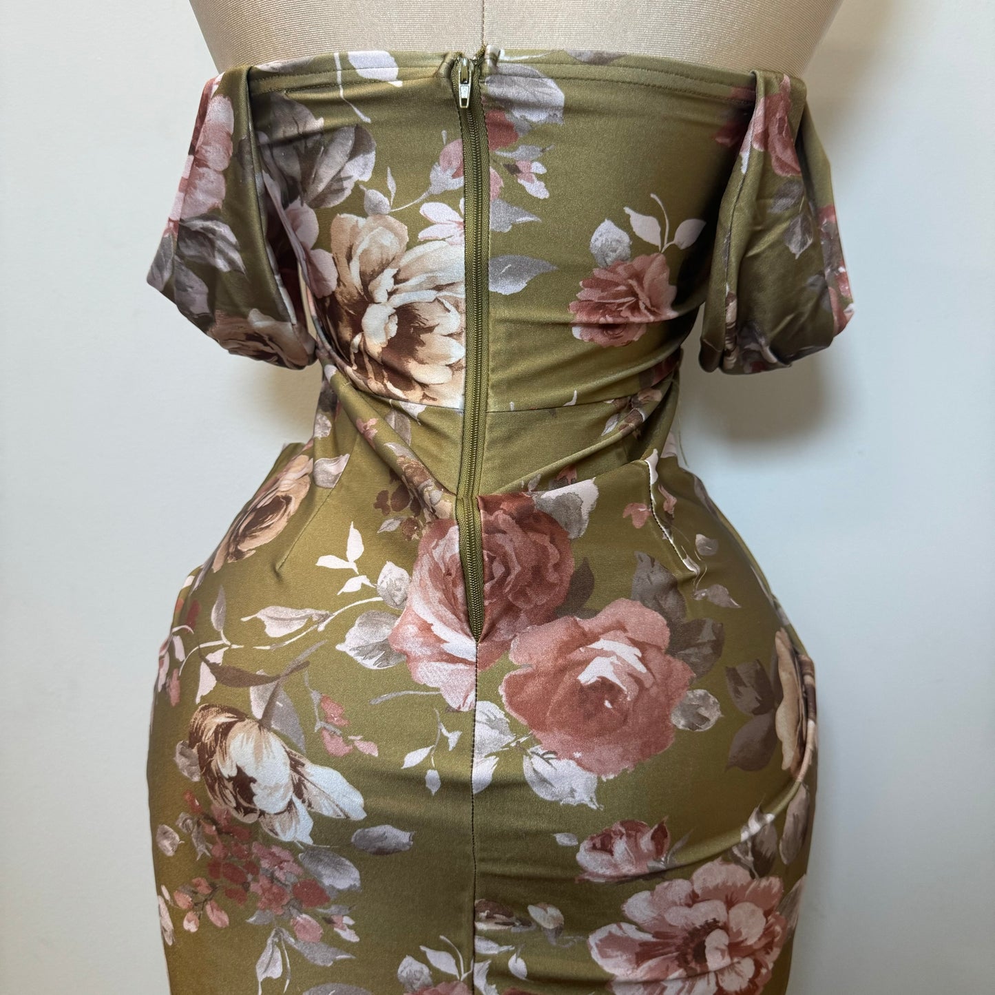 Olivia Satin Dress-Olive