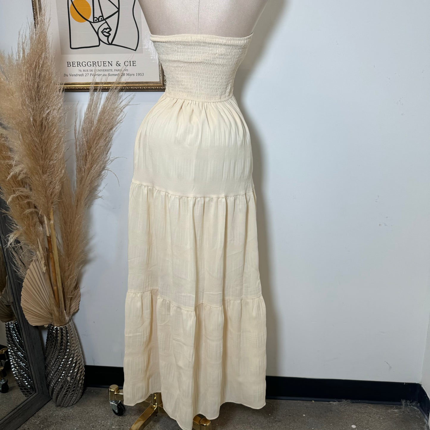 Strapless Maxi Dress-Baby Yellow