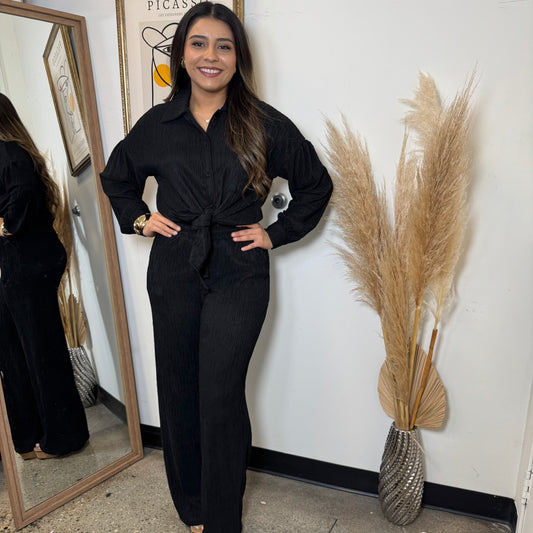 Long sleeve Pant Set-Black