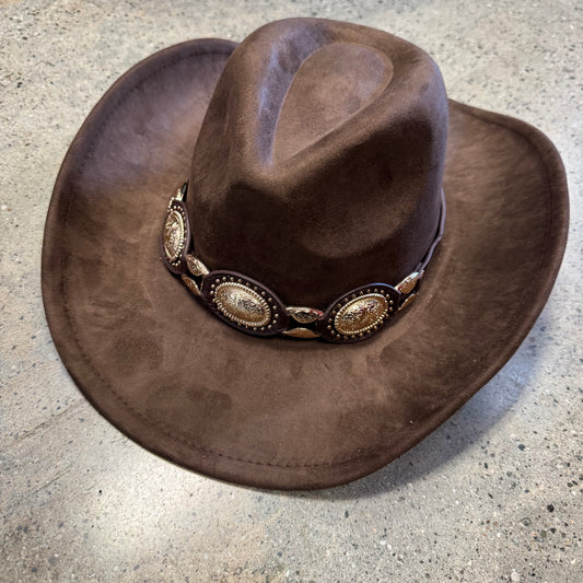 Brown Hat With Gold and Brown Belt around-Brown