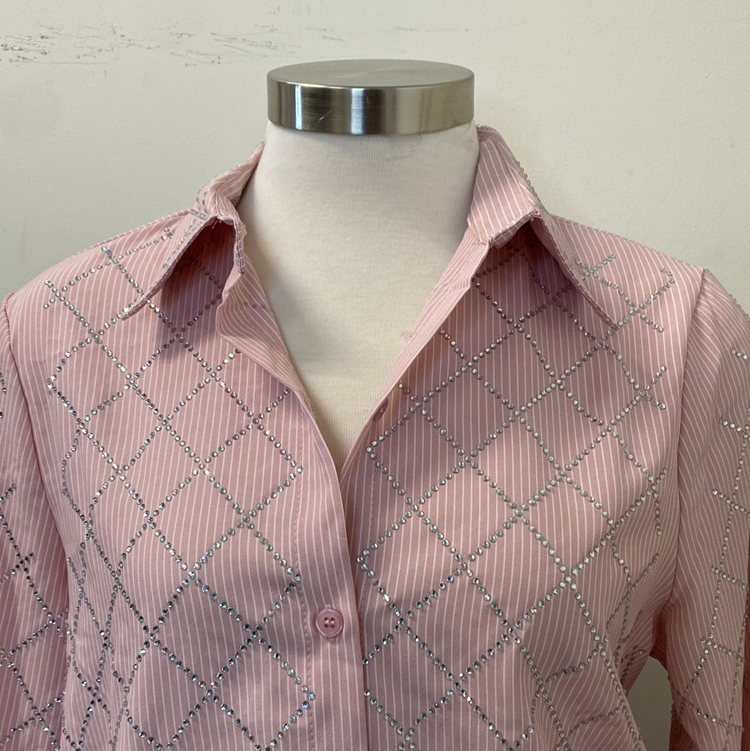 Mia Button Down Blouse-Pink