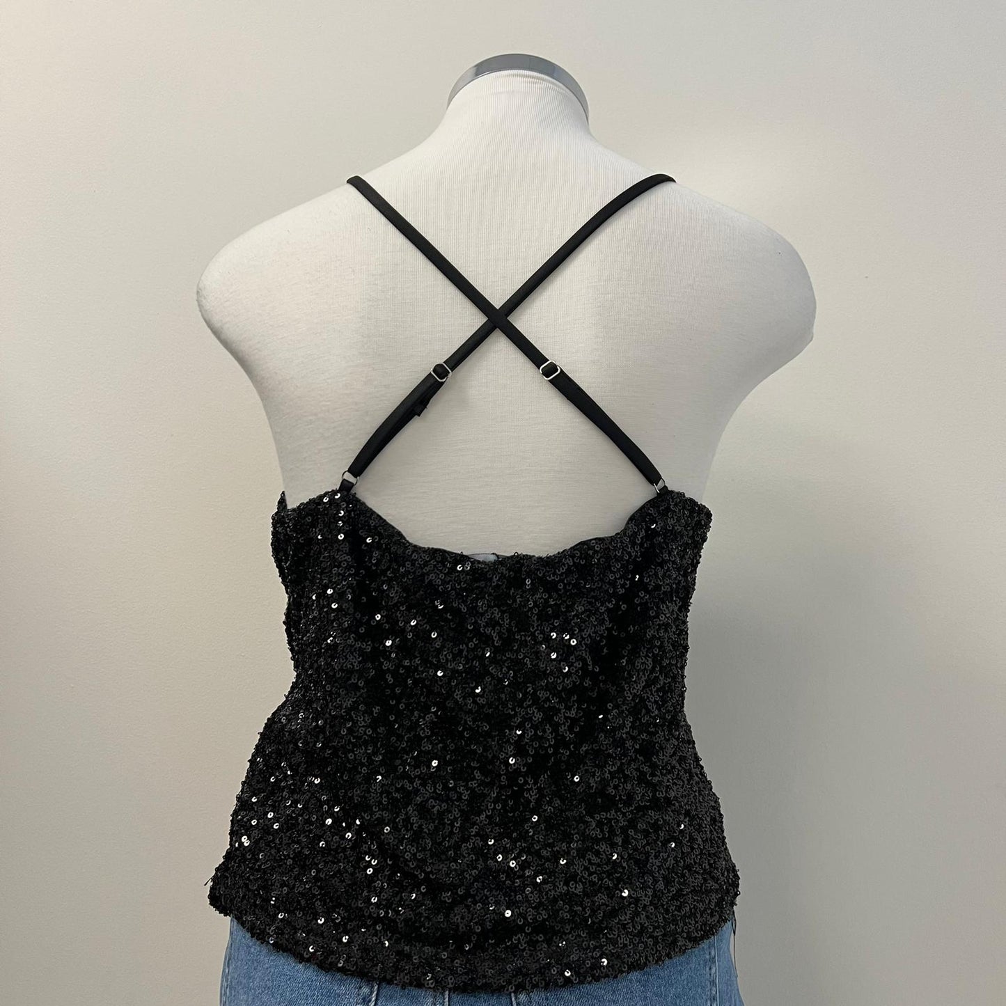 Iris cowl Neck Sequin Top - Black
