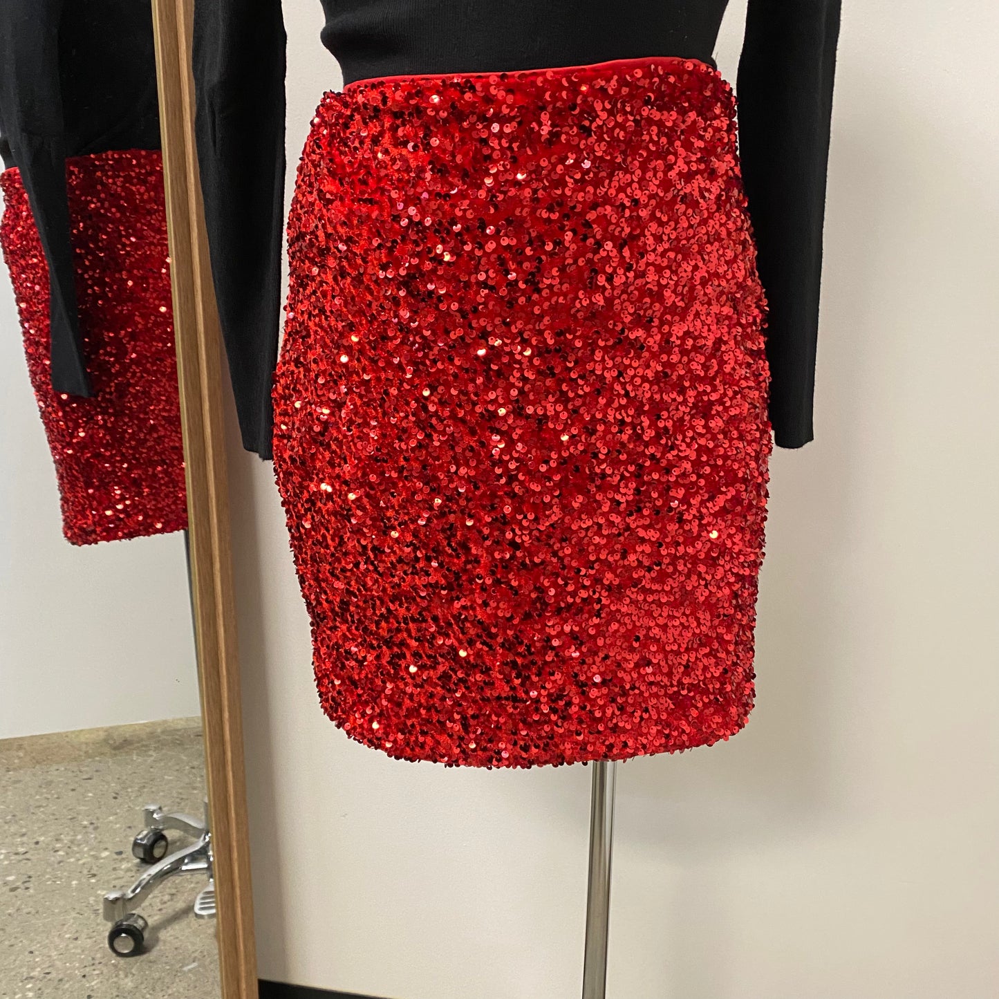 Sequin Skirt PL-Red