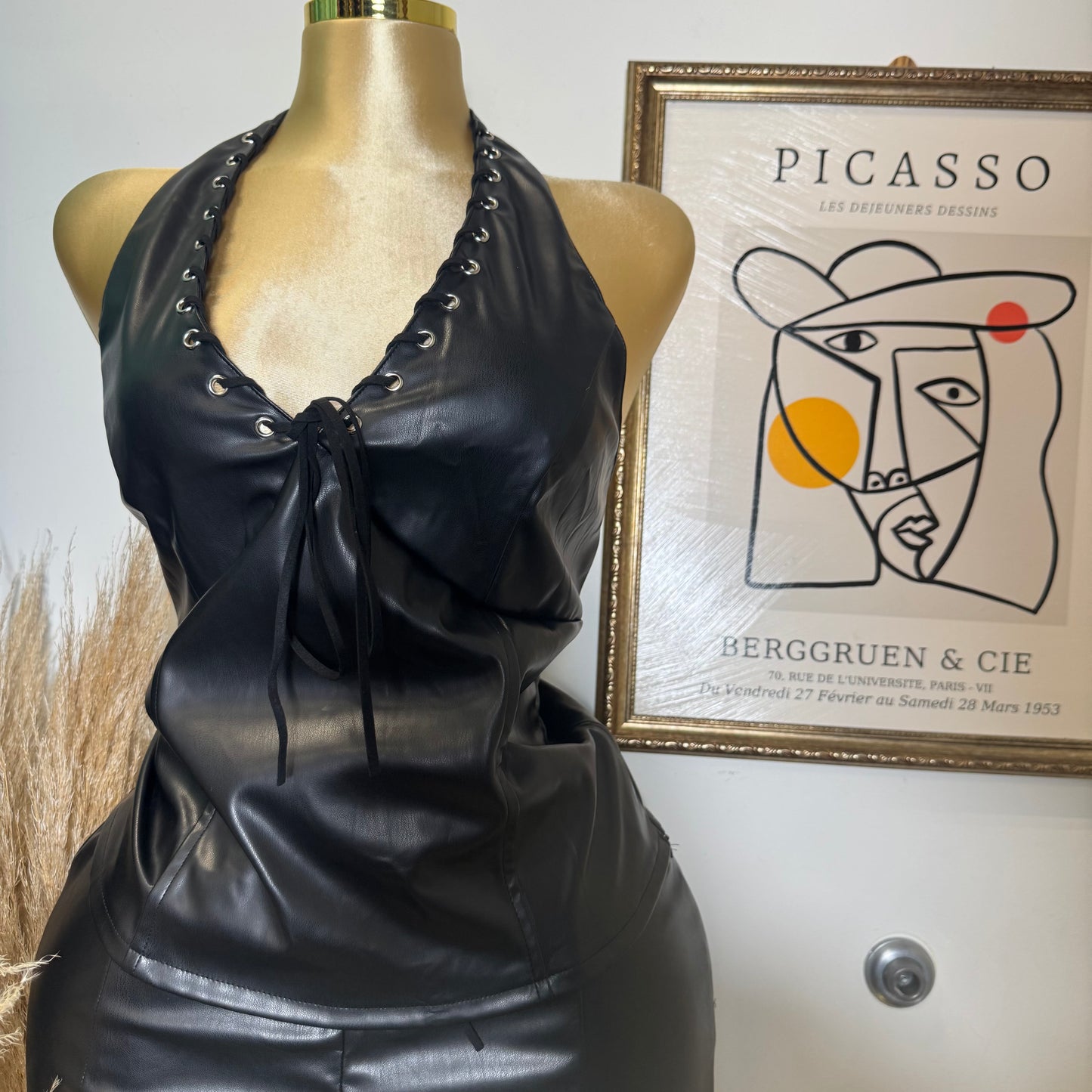 Edikted Sloane Faux Halter Top-Black