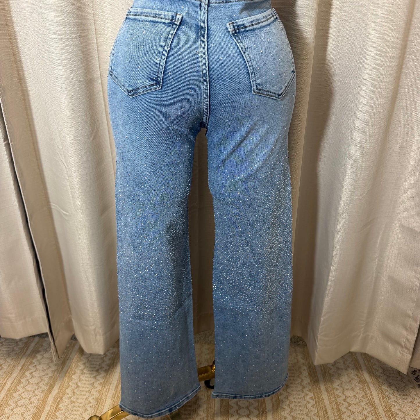 TQM Rhinestone Jeans-Blue