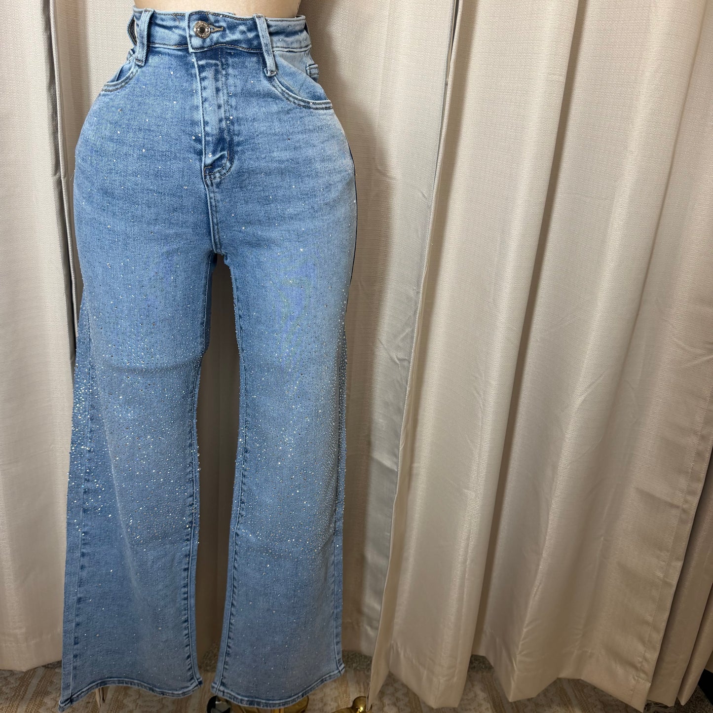 TQM Rhinestone Jeans-Blue