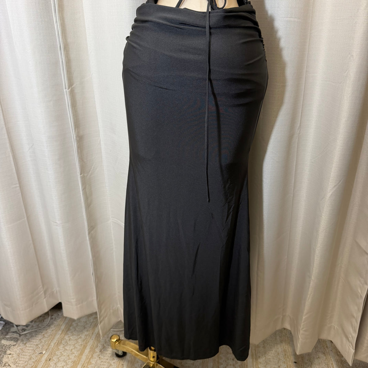 Sequin Lace with knit satin Dress-Black
