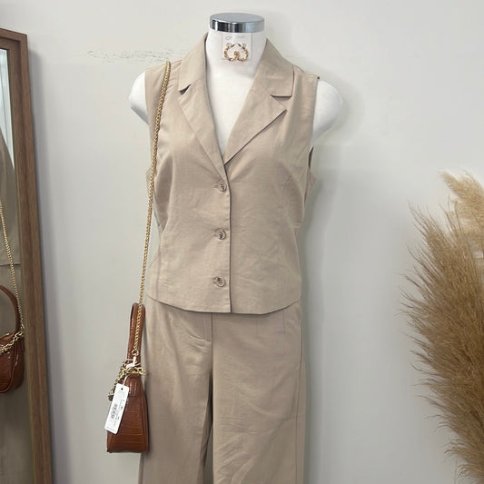 Karina Linen Two Piece set-Khaki