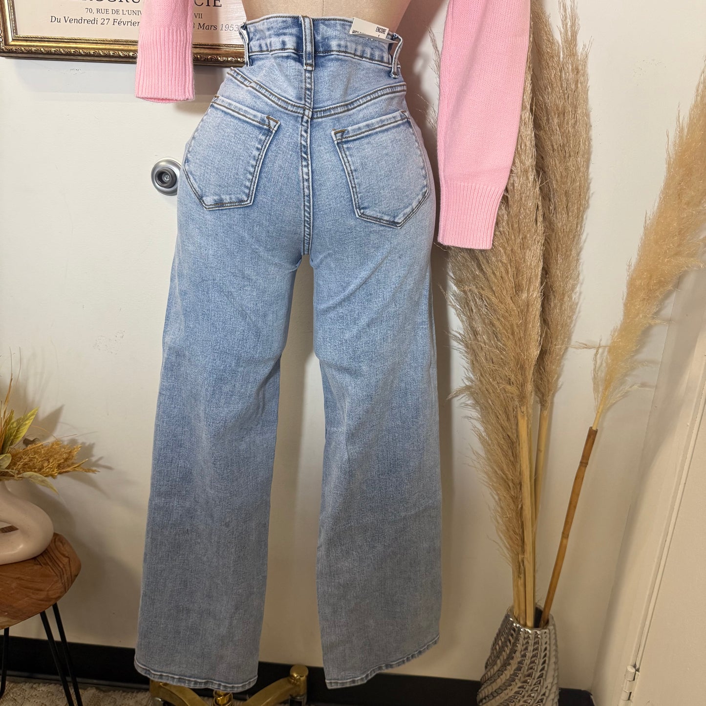 High Waisted Wide Leg Pants-Denim
