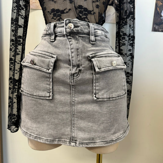Denim Skort-LT Grey
