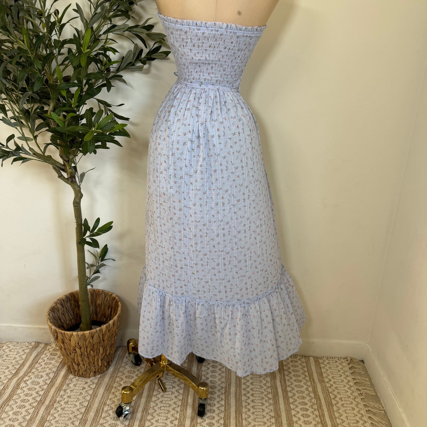 Strapless Maxi Dress-Baby Blue