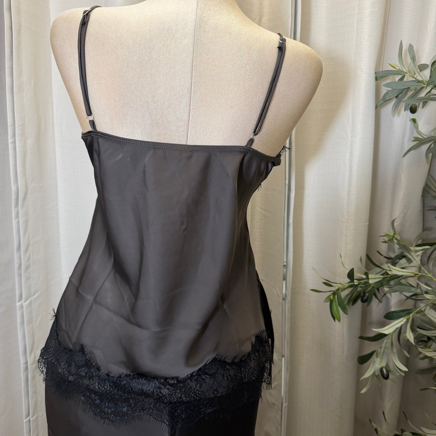 Satin lace Skirt Set-brown/black