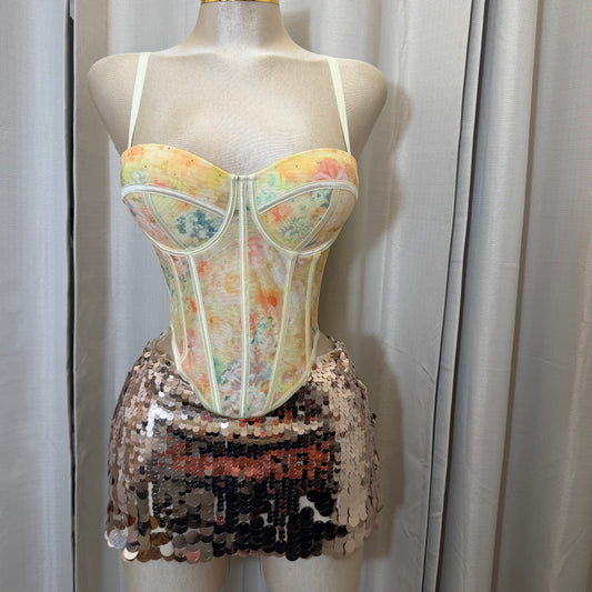 Sequin Skirt with short-Gold