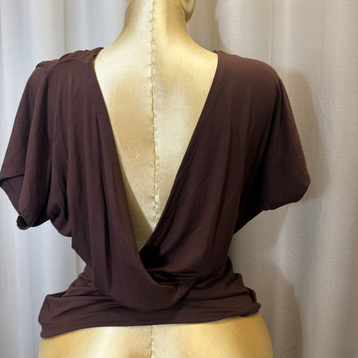 PL-V-Neck Top-Brown