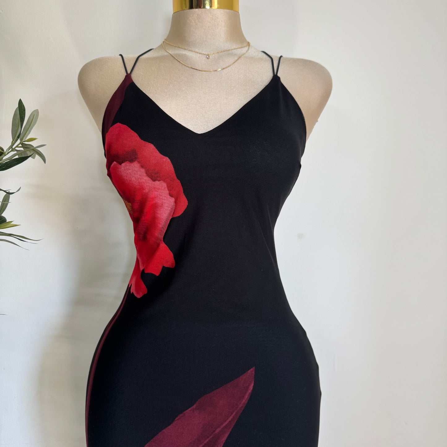 Verano Rosa Maxi Dress-Red/Black