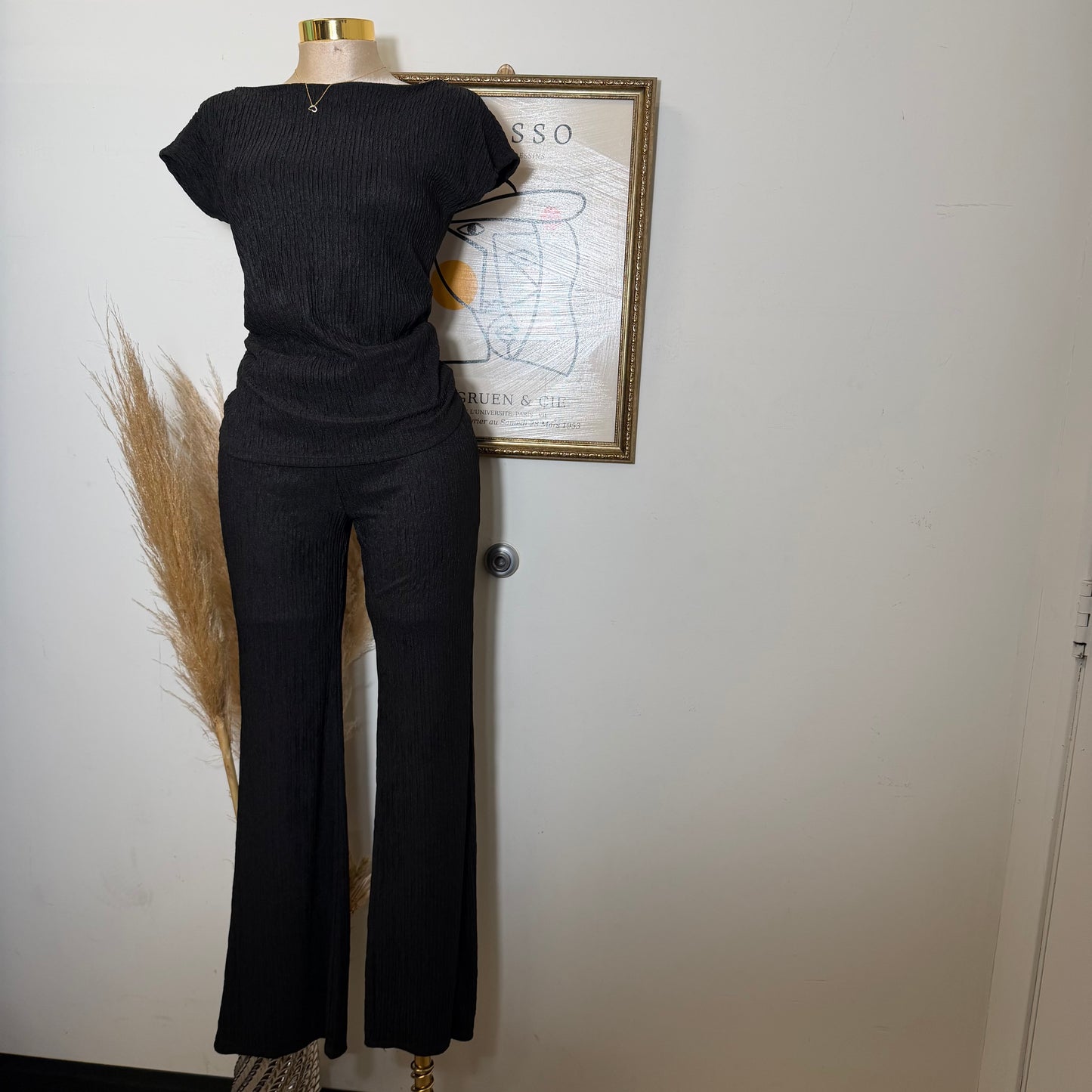Timira Short Sleeve Pant set -Black