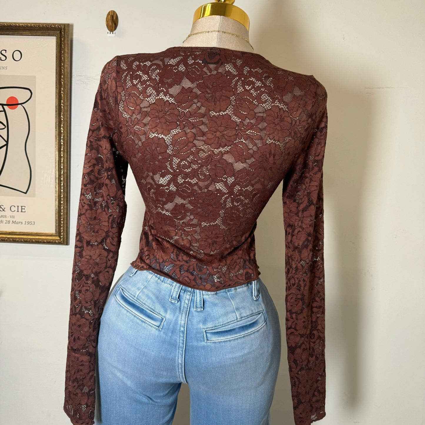 Sexy Long Sleeve Top-Brown