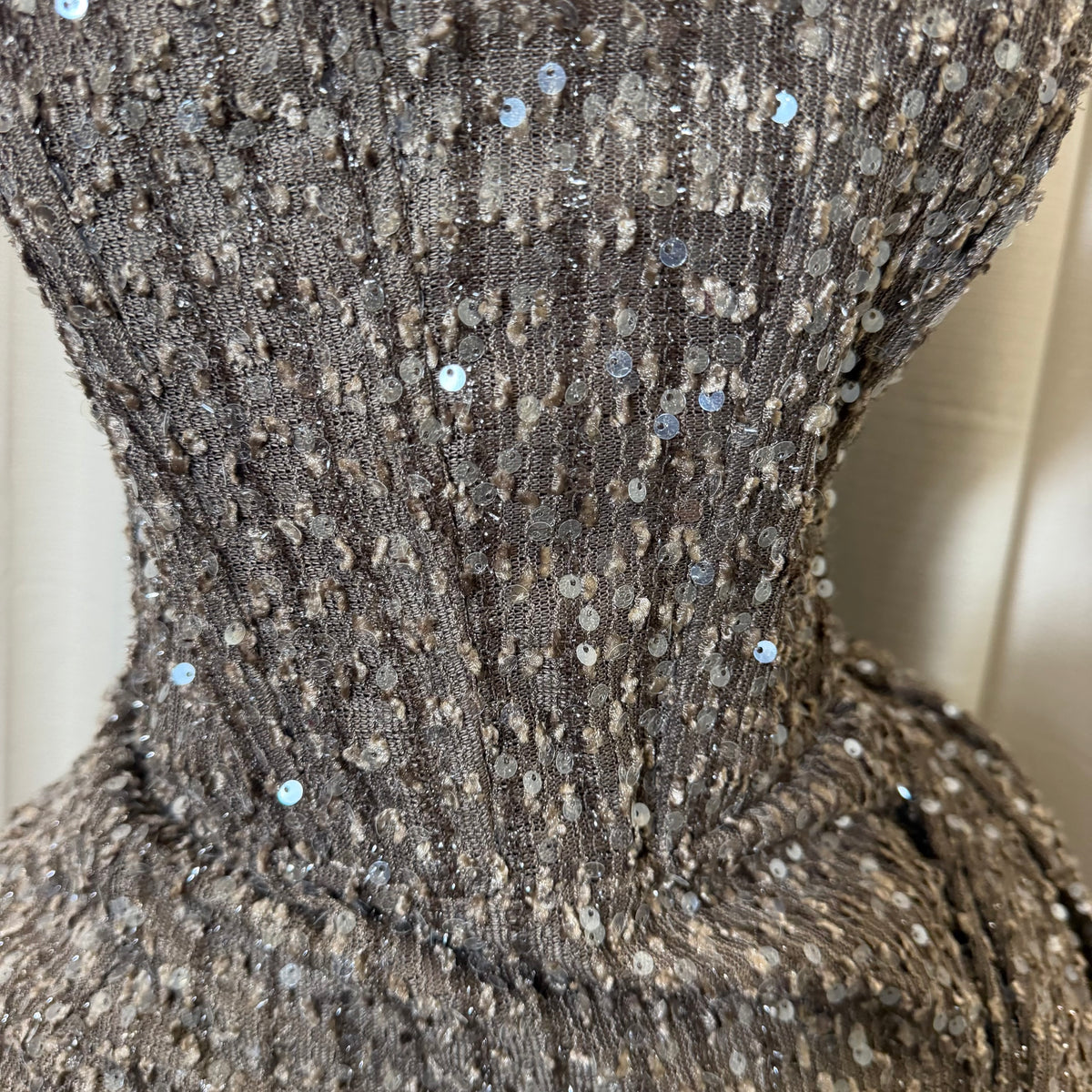 PL-Strapless Embellished Mini Dress-Brown