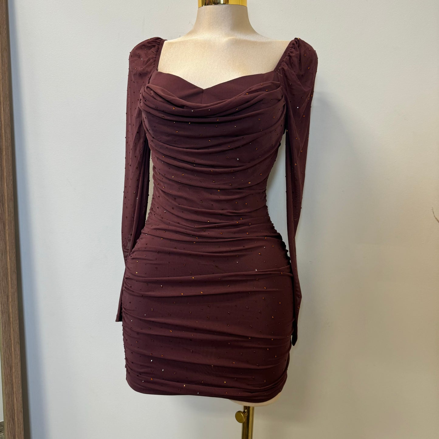 Vivian Mini Dress-Brown