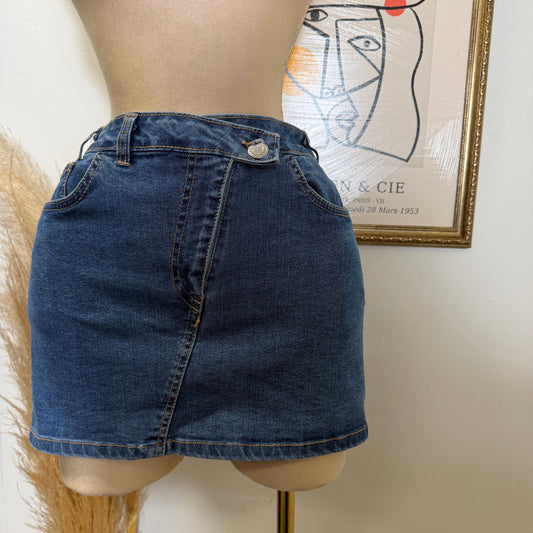 Denim mini mid Rise skirt -LT Blue