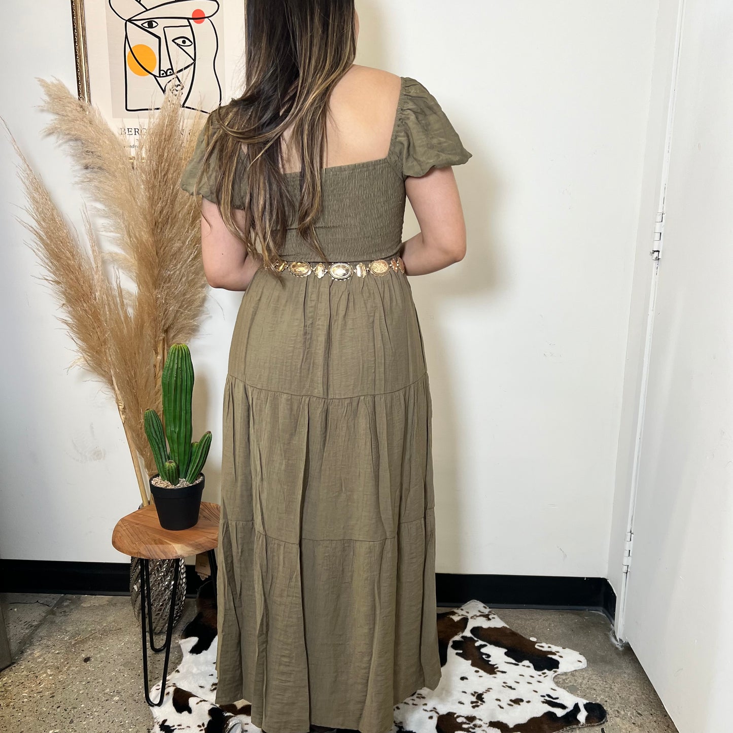 Maxi Corset Dress-Olive