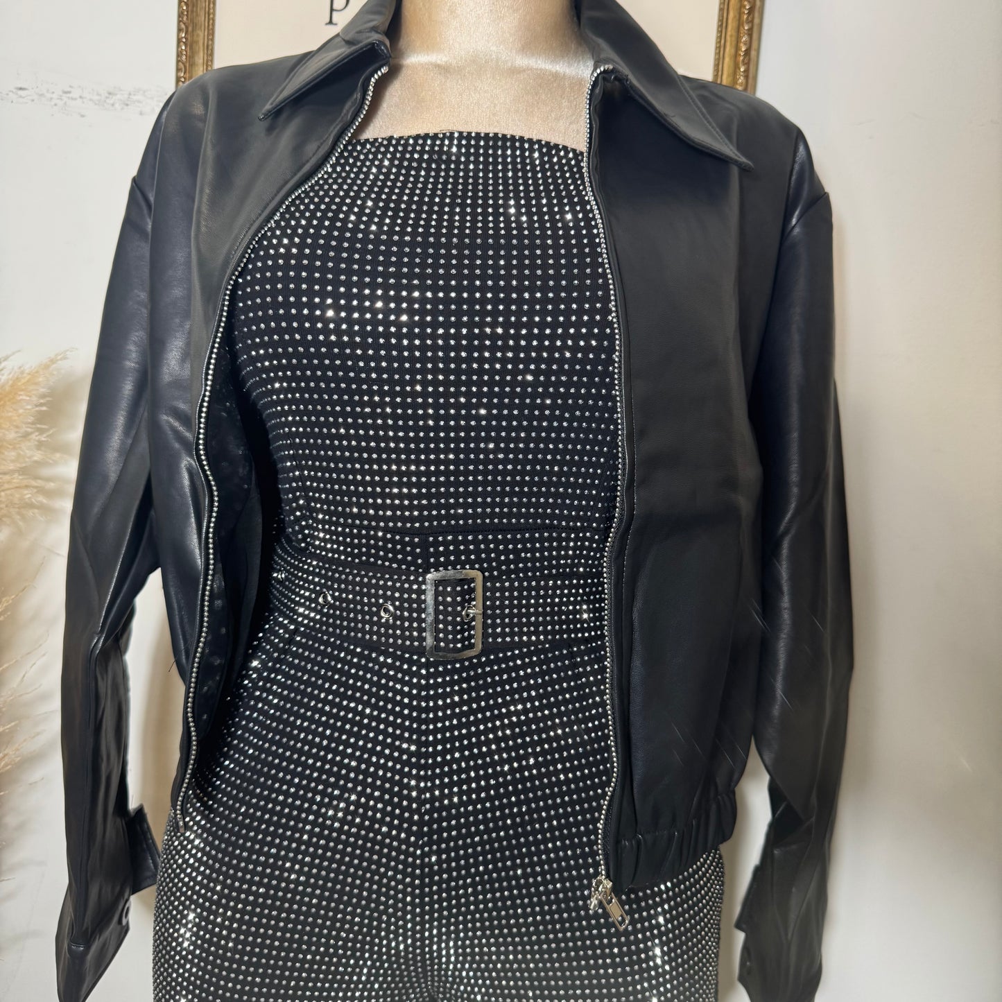 Faux Leather Jacket-Black