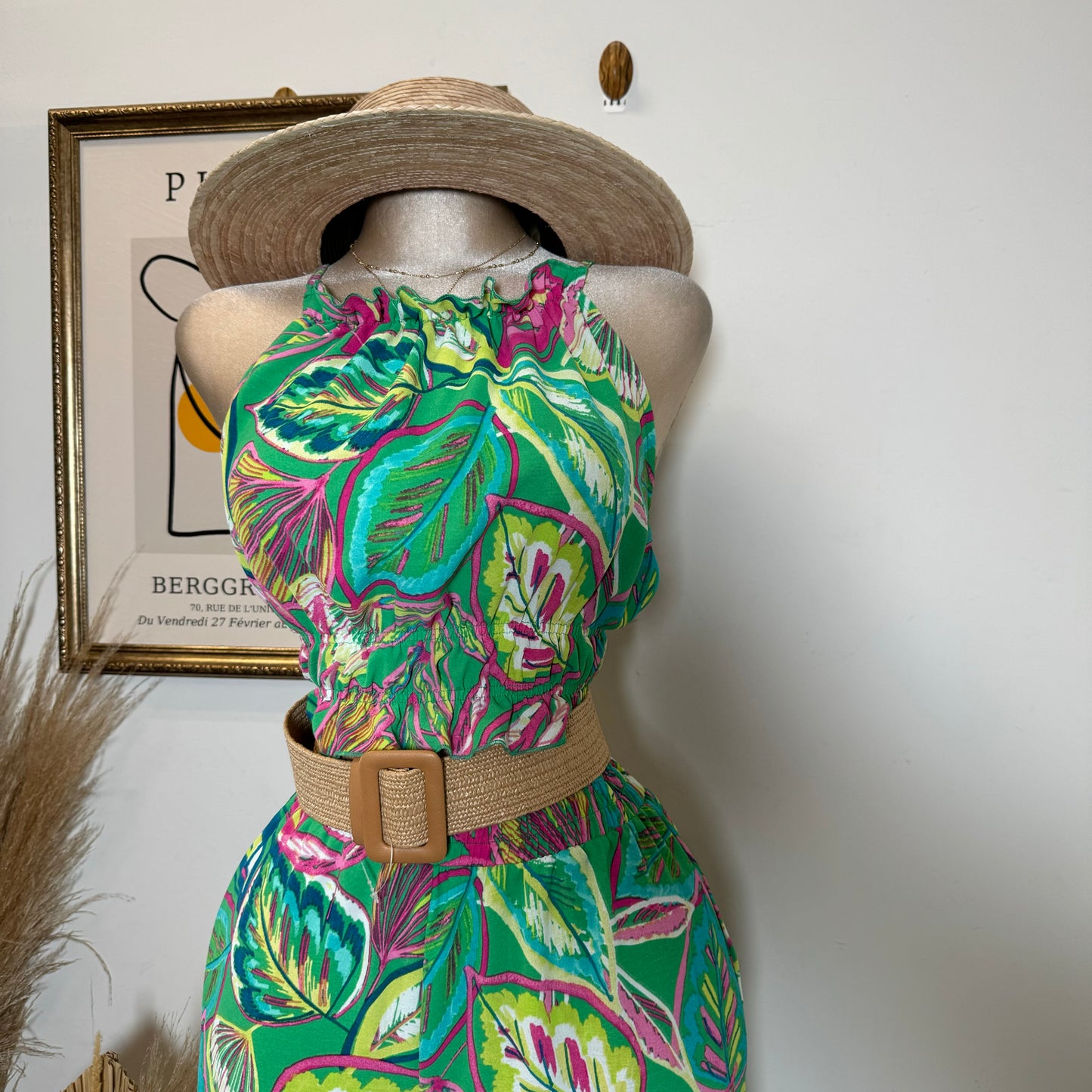 Adamari Pant Set-Green/Hot Pink