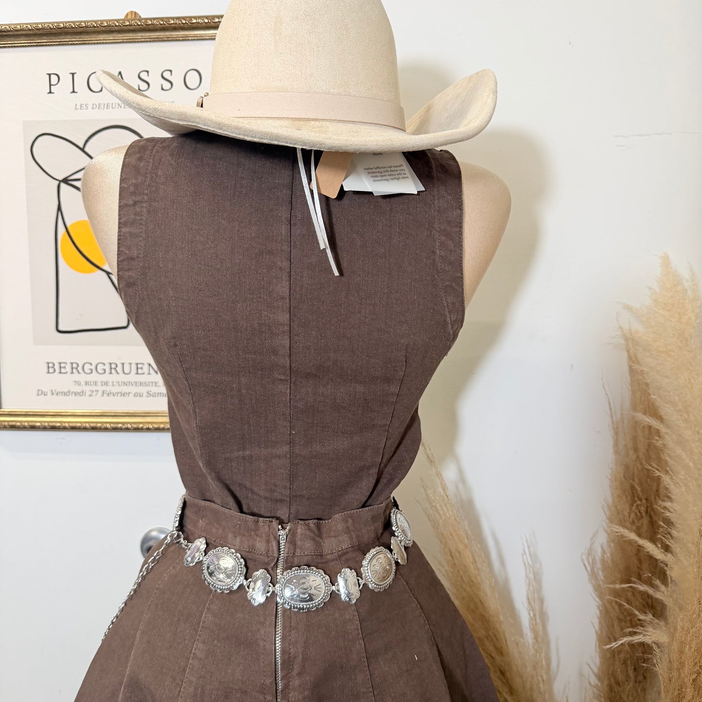 Denim Button Up Vest-Brown