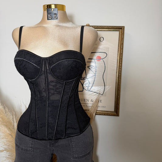 Lace Simple Corset-Black