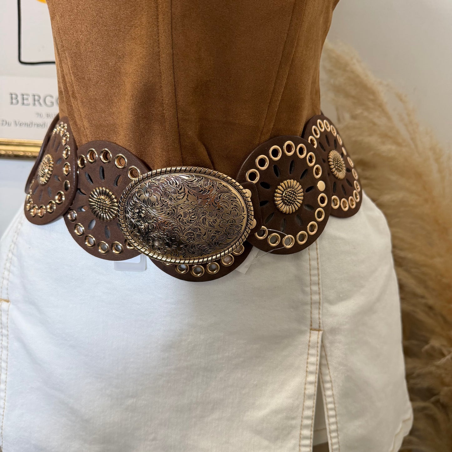Disco Brown Belt with Gold -Brown