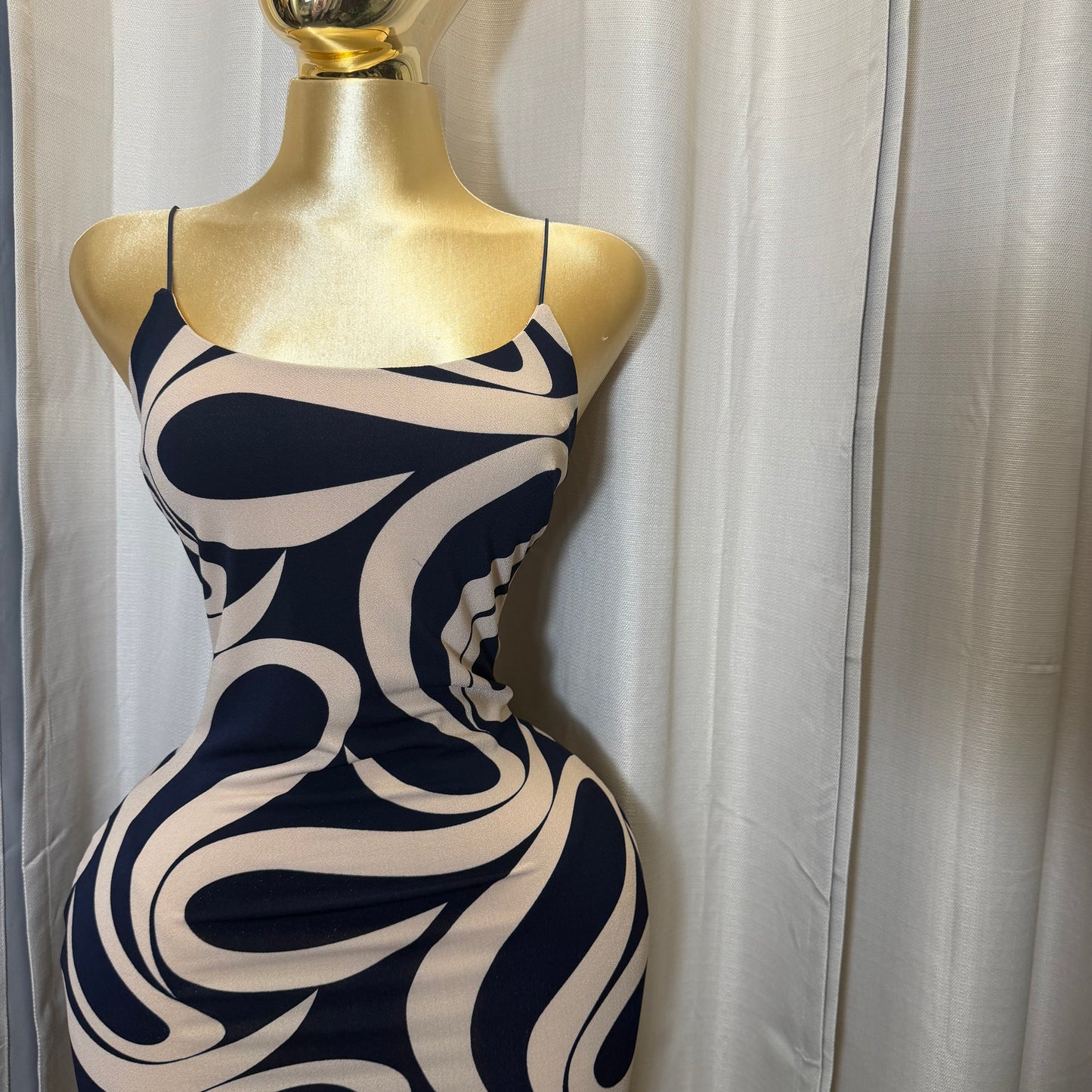 Spaghetti Dress Midi Dress-Navy