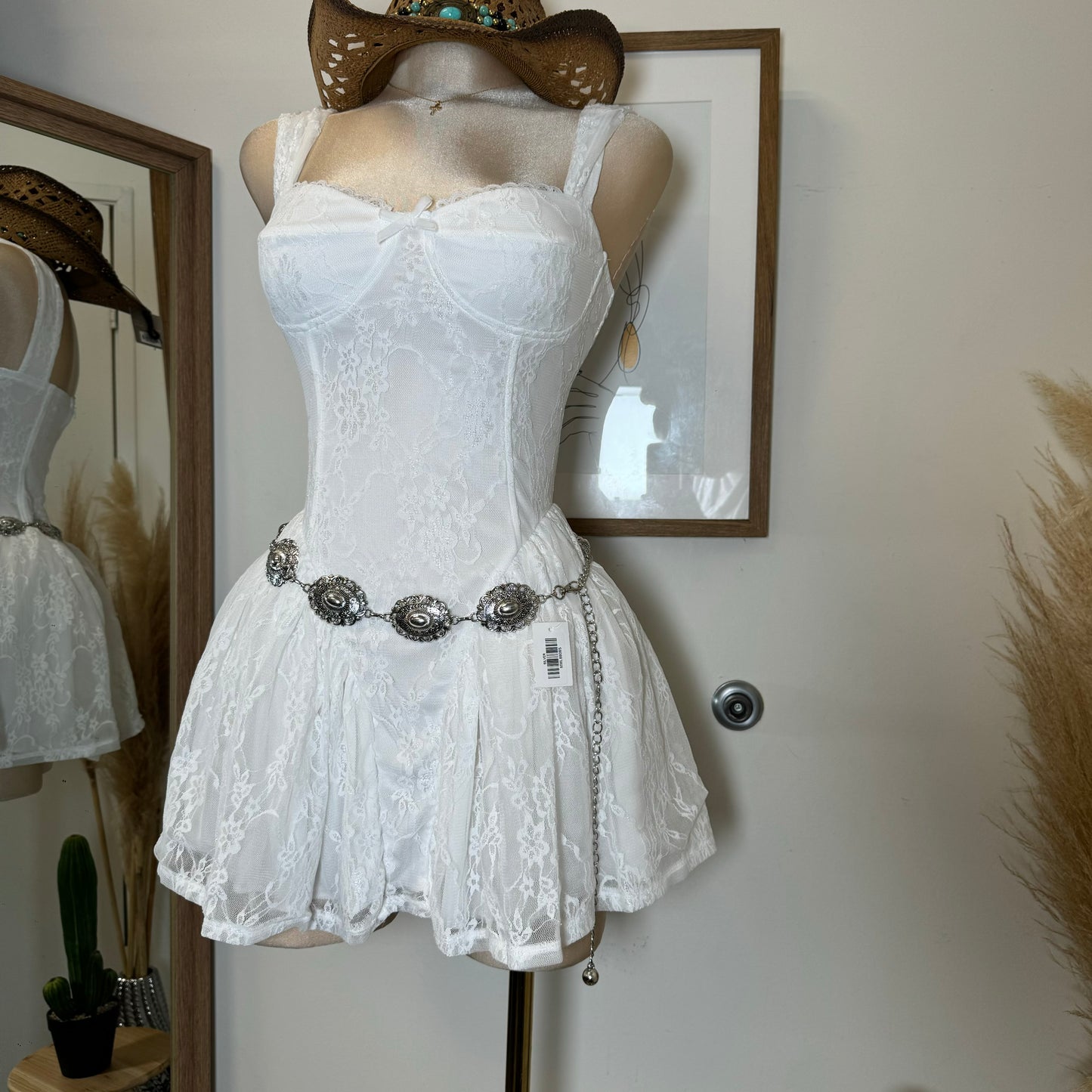 Miriam Lace Mini Dress-White